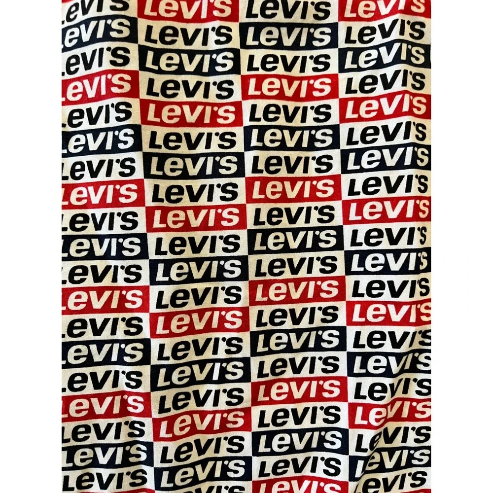 Levis Supima Cotton Short Sleeve Button Down Shirt AOP Logo Print Men's Large